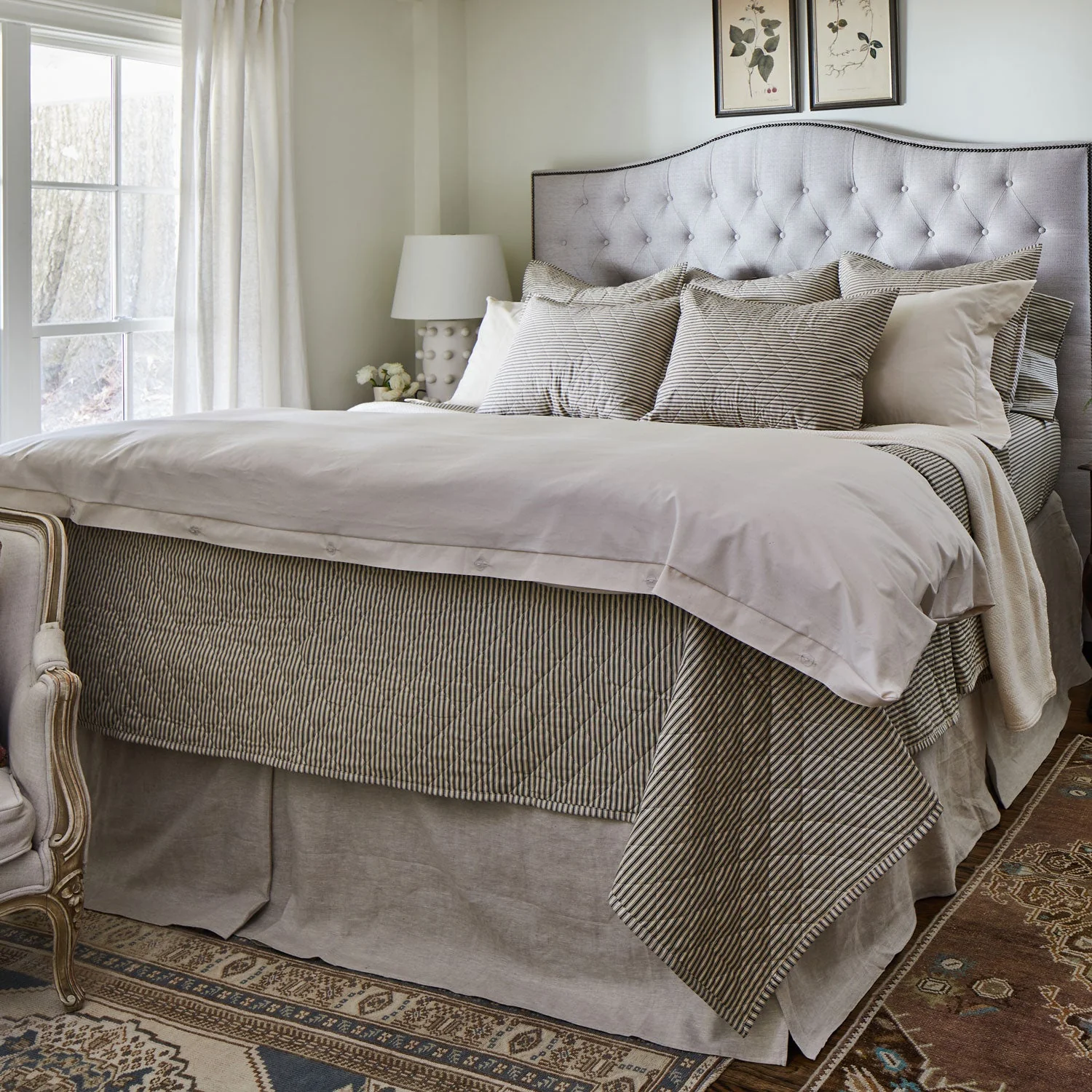 Ticking Stripe Quilted Pillow Sham - Image 3